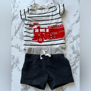 Carter's Fire Engine Short Sleeve Tee and Short Set 3m